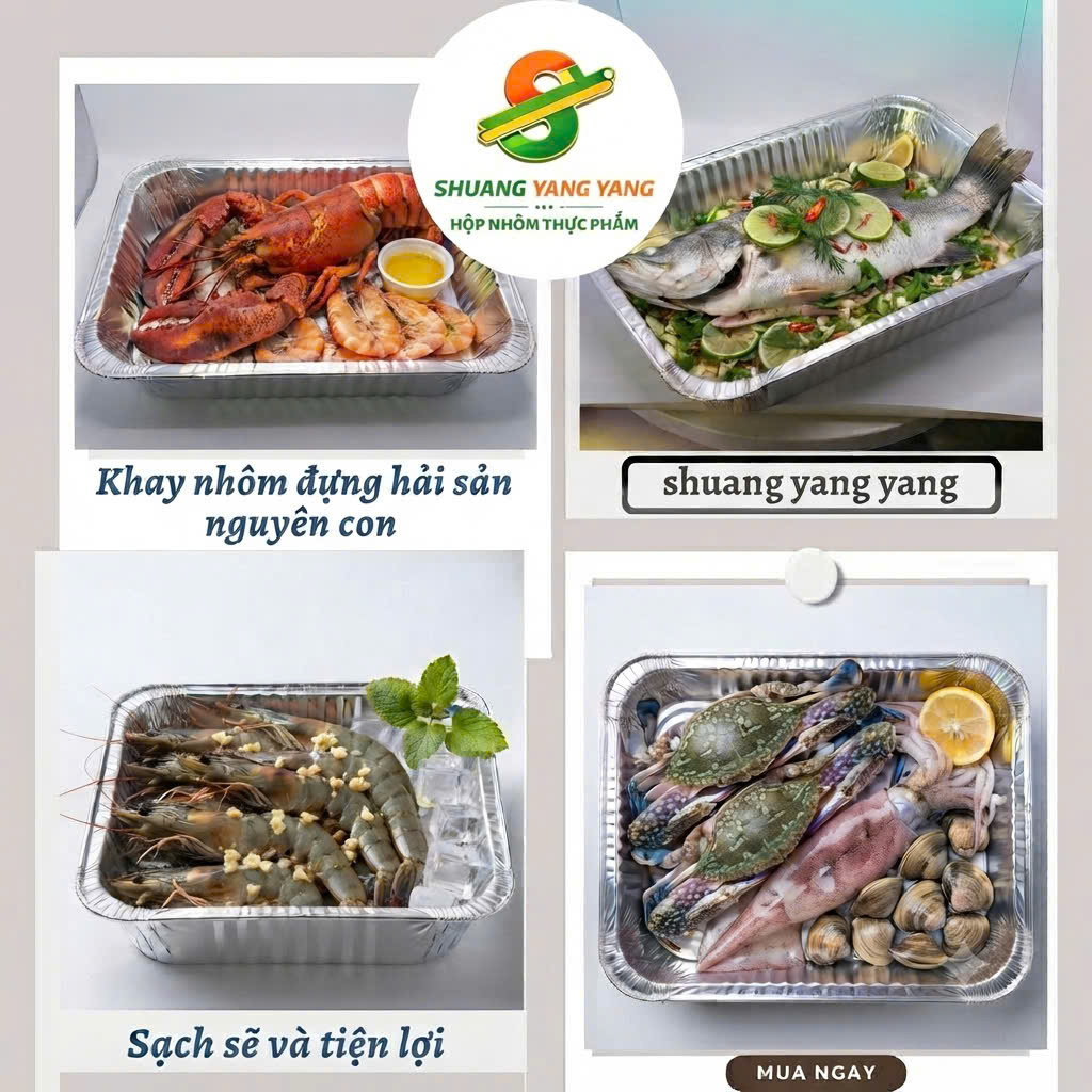 Hộp Nhôm 3500ml Đựng Hải Sản Nguyên Con Cao Cấp Giá Sỉ