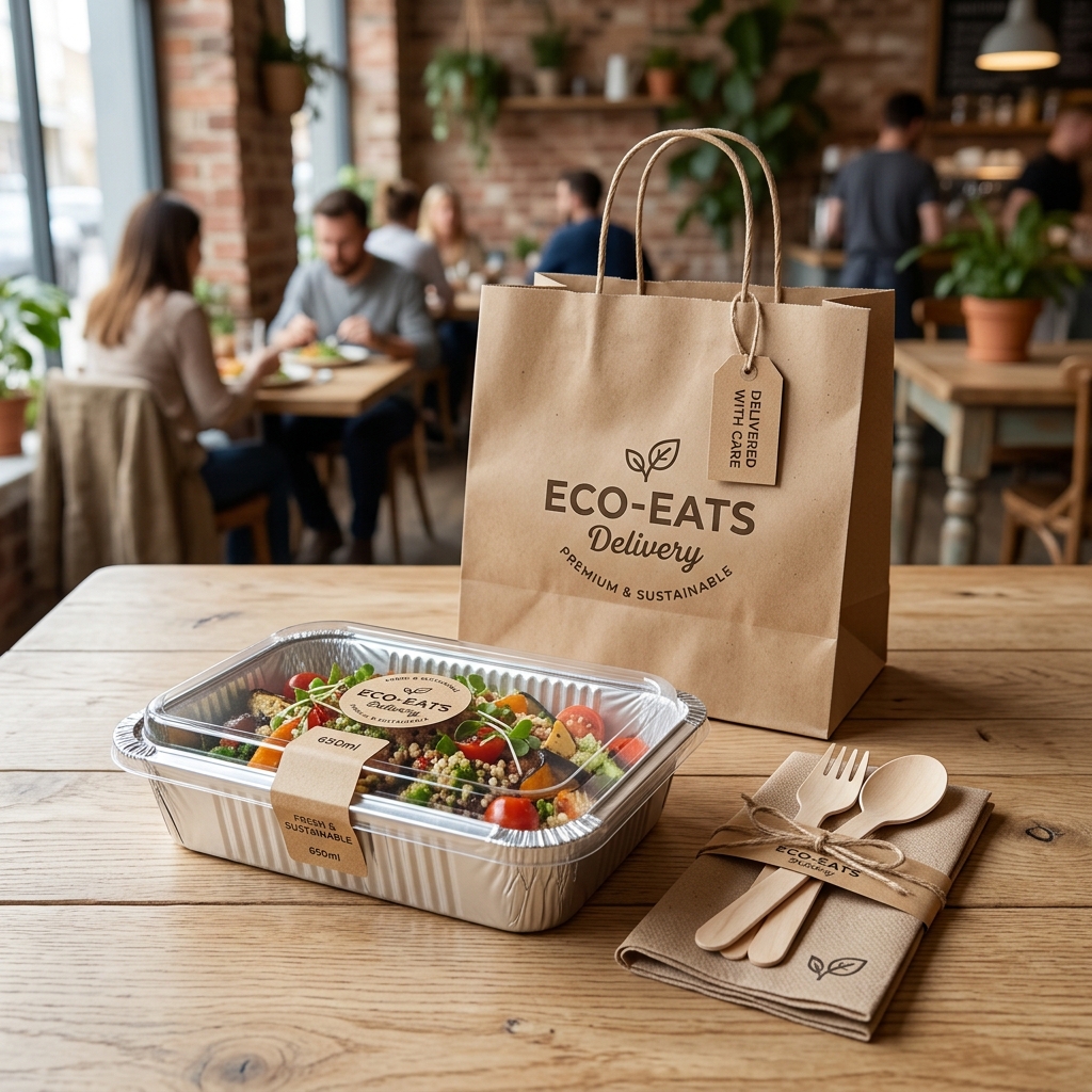 Set đồ ăn mang về takeaway kèm túi giấy thân thiện môi trường